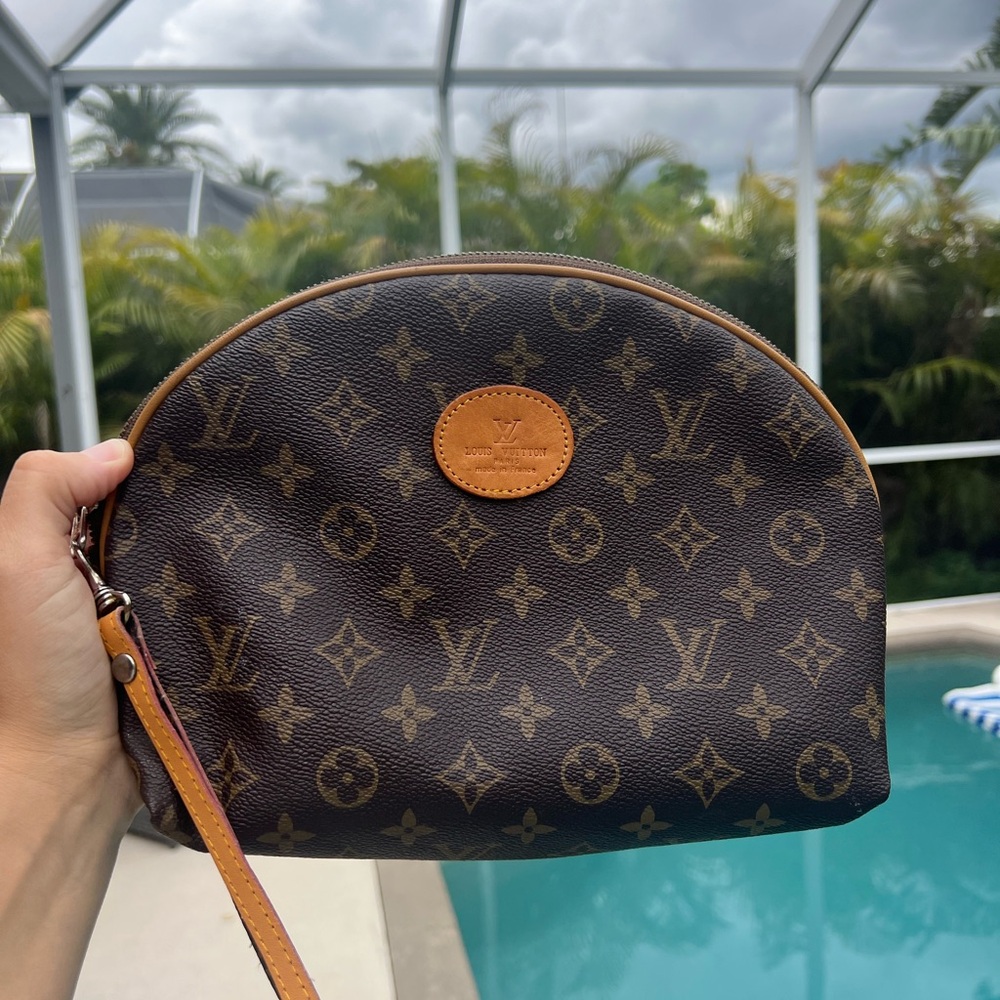 Vintage Louis Vuitton Brown and Tan Monogram Cosmetic Bag
